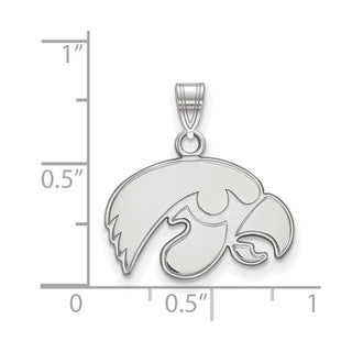 14k White Gold LogoArt University of Iowa Hawk Small Pendant