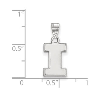10k White Gold LogoArt University of Illinois Letter I Small Pendant