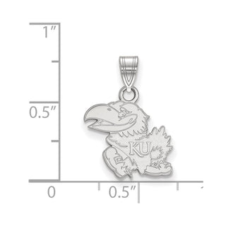 Sterling Silver Rhodium-plated LogoArt University of Kansas Jayhawk Small Pendant SS002UKS