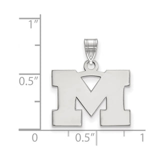 14k White Gold LogoArt University of Michigan Letter M Small Pendant