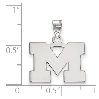 Sterling Silver Rhodium-plated LogoArt University of Michigan Letter M Small Pendant