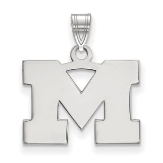 Sterling Silver Rhodium-plated LogoArt University of Michigan Letter M Small Pendant