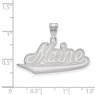 Sterling Silver Rhodium-plated LogoArt University of Maine Large Pendant