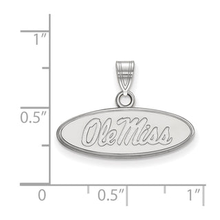 14k White Gold LogoArt University of Mississippi Ole Miss Small Oval Pendant