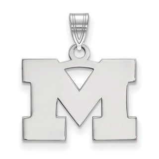Sterling Silver Rhodium-plated LogoArt University of Michigan Letter M Small Pendant