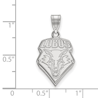 Sterling Silver Rhodium-plated LogoArt University of New Mexico Lobos Large Pendant