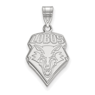 Sterling Silver Rhodium-plated LogoArt University of New Mexico Lobos Large Pendant