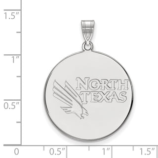 Sterling Silver Rhodium-plated LogoArt University of North Texas Extra Large Disc Pendant