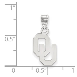 Sterling Silver Rhodium-plated LogoArt University of Oklahoma O-U Small Pendant