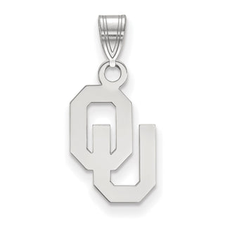 Sterling Silver Rhodium-plated LogoArt University of Oklahoma O-U Small Pendant
