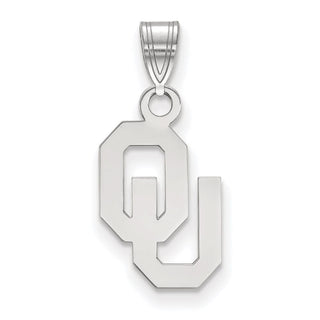 Sterling Silver Rhodium-plated LogoArt University of Oklahoma O-U Small Pendant