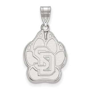 Sterling Silver Rhodium-plated LogoArt University of South Dakota Large Pendant