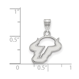 Sterling Silver Rhodium-plated LogoArt University of South Florida Bull Small Pendant