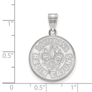 Sterling Silver Rhodium-plated LogoArt University of Louisiana at Lafayette Large Pendant