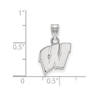 14k White Gold LogoArt University of Wisconsin Letter W Small Pendant