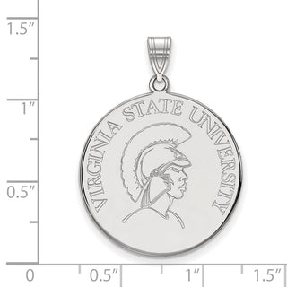 Sterling Silver Rhodium-plated LogoArt Virginia State University Extra Large Disc Pendant
