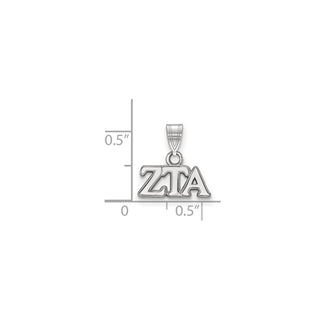 Sterling Silver Rhodium-plated LogoArt Zeta Tau Alpha Sorority Greek Letters Small Pendant