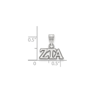 Sterling Silver Rhodium-plated LogoArt Zeta Tau Alpha Sorority Greek Letters Small Pendant