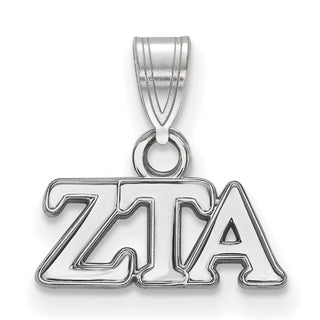 Sterling Silver Rhodium-plated LogoArt Zeta Tau Alpha Sorority Greek Letters Small Pendant