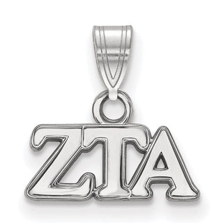 Sterling Silver Rhodium-plated LogoArt Zeta Tau Alpha Sorority Greek Letters Small Pendant