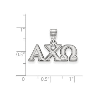 Sterling Silver Rhodium-plated LogoArt Alpha Chi Omega Sorority Greek Letters Medium Pendant