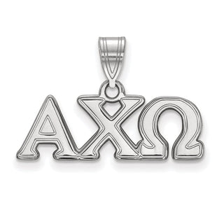 Sterling Silver Rhodium-plated LogoArt Alpha Chi Omega Sorority Greek Letters Medium Pendant