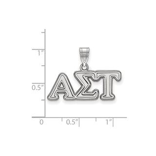 Sterling Silver Rhodium-plated LogoArt Alpha Sigma Tau Sorority Greek Letters Medium Pendant