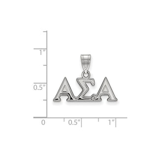 Sterling Silver Rhodium-plated LogoArt Alpha Sigma Alpha Sorority Greek Letters Medium Pendant
