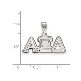 Sterling Silver Rhodium-plated LogoArt Alpha Xi Delta Sorority Greek Letters Medium Pendant