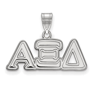 Sterling Silver Rhodium-plated LogoArt Alpha Xi Delta Sorority Greek Letters Medium Pendant
