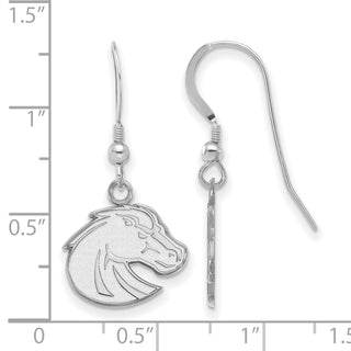 Sterling Silver Rhodium-plated LogoArt Boise State University Bronco Small Dangle Wire Earrings