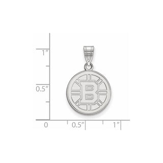 10k White Gold NHL LogoArt Boston Bruins Medium Pendant