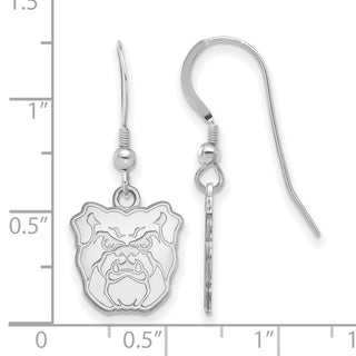 Sterling Silver Rhodium-plated LogoArt Butler University Bulldog Small Dangle Wire Earrings
