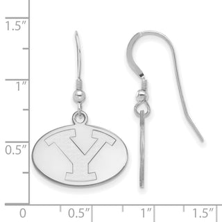Sterling Silver Rhodium-plated LogoArt Brigham Young University Letter Y Small Dangle Wire Earrings