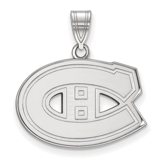 Sterling Silver Rhodium-plated NHL LogoArt Montreal Canadiens Medium Pendant