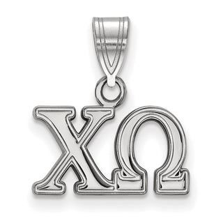 Sterling Silver Rhodium-plated LogoArt Chi Omega Sorority Greek Letters Medium Pendant