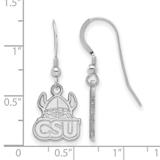 Sterling Silver Rhodium-plated LogoArt Cleveland State University Small Dangle Wire Earrings