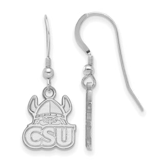 Sterling Silver Rhodium-plated LogoArt Cleveland State University Small Dangle Wire Earrings