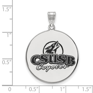 Sterling Silver Rhodium-plated LogoArt California State University San Bernardino Coyotes Extra Large Enameled Disc Pendant
