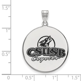 Sterling Silver Rhodium-plated LogoArt California State University San Bernardino Coyotes Extra Large Enameled Disc Pendant