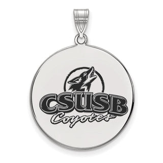 Sterling Silver Rhodium-plated LogoArt California State University San Bernardino Coyotes Extra Large Enameled Disc Pendant