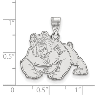 Sterling Silver Rhodium-plated LogoArt California State University Fresno Bulldog Large Pendant
