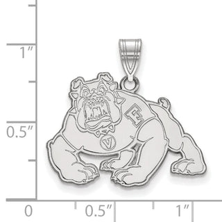 Sterling Silver Rhodium-plated LogoArt California State University Fresno Bulldog Large Pendant