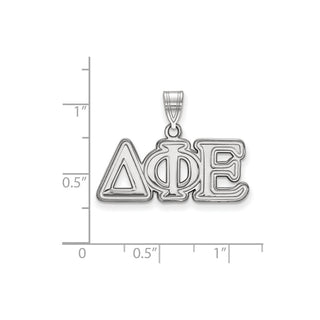 Sterling Silver Rhodium-plated LogoArt Delta Phi Epsilon Sorority Greek Letters Medium Pendant