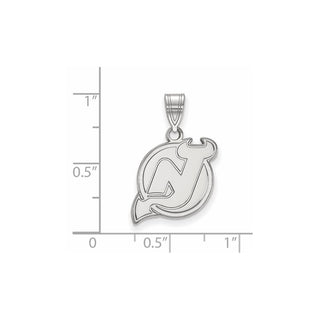 Sterling Silver Rhodium-plated NHL LogoArt New Jersey Devils Medium Pendant