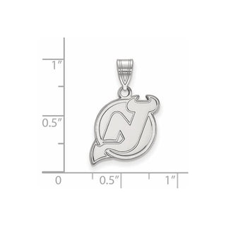14k White Gold NHL LogoArt New Jersey Devils Medium Pendant