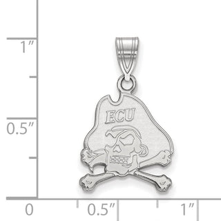 Sterling Silver Rhodium-plated LogoArt East Carolina University Pirate Medium Pendant