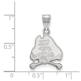 10k White Gold LogoArt East Carolina University Pirate Medium Pendant