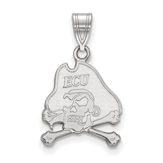 14k White Gold LogoArt East Carolina University Pirate Medium Pendant