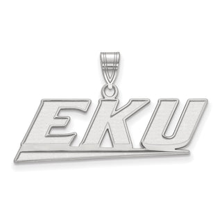 Sterling Silver Rhodium-plated LogoArt Eastern Kentucky University E-K-U Medium Pendant